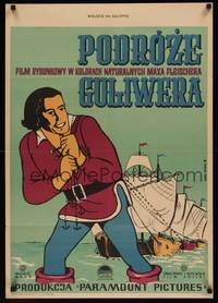 2w197 GULLIVER'S TRAVELS Polish 23x33 '48 classic cartoon by Dave Fleischer, cool Guyski art!