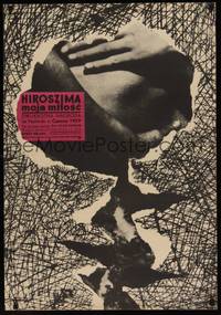 2w200 HIROSHIMA MON AMOUR Polish 23x33 '60 Stanislaw Zagorski art from Alain Resnais classic!