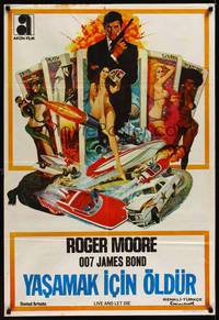 2w103 LIVE & LET DIE Turkish '75 art of Roger Moore as James Bond by Robert McGinnis!