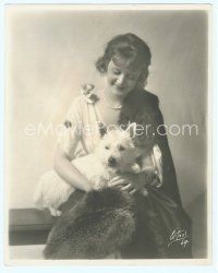 2x190 BILLIE BURKE deluxe 8x10 still '10s seated portrait looking at her Scottish Terrier by Witzel!