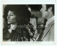 2x253 FOXY BROWN 8x10 still '74 Pam Grier in great outfit with gun pointed to the back of her head!