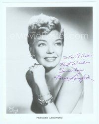 2x017 FRANCES LANGFORD signed 8x10 REPRO still '80s great close up smiling portrait in sexy dress!