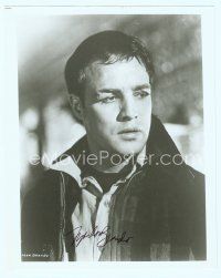 2x033 MARLON BRANDO signed 8x10 REPRO still '90s great close portrait from On the Waterfront!