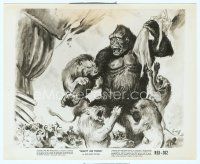 2x396 MIGHTY JOE YOUNG 8x10 still R53 first Ray Harryhausen, art of ape fighting lions by Widhoff!