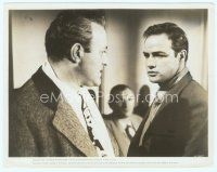 2x437 ON THE WATERFRONT 8x10 still '54 c/u of Marlon Brando confronting Lee J. Cobb at hearing!