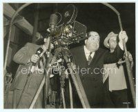 2x474 SABOTEUR candid 7.5x9.5 still '42 Alfred Hitchcock with cameramen on giant moving crane!