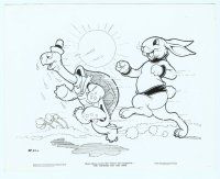 2x521 TORTOISE & THE HARE 8x10 still '35 Silly Symphonies, great cartoon image of them racing!