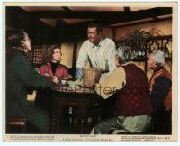 2x077 BLOOD ALLEY color 8x10 still '55 John Wayne talks to Lauren Bacall & guys at table!