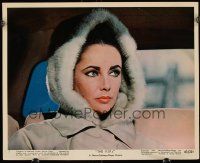 2x131 V.I.P.S color 8x10 still '63 great close up of sexy Elizabeth Taylor in fur hood!
