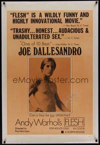 2z263 ANDY WARHOL'S FLESH linen signed 1sh '68 by Joe Dallesandro, great different image!