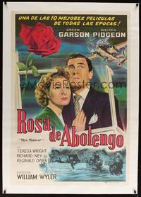 2z147 MRS. MINIVER linen Argentinean R50s great different art of Garson & Pidgeon, William Wyler!