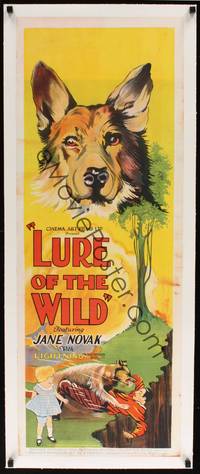 2z181 LURE OF THE WILD linen Aust daybill '25 large stone litho images of Lightning the Wonder Dog!