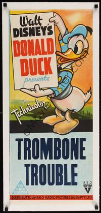 2z183 DONALD DUCK PRESENTS Aust daybill 1940s Walt Disney, RKO, Trombone Trouble