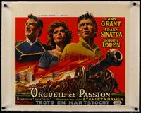 2z022 PRIDE & THE PASSION linen Belgian '57 different art of Cary Grant, Sinatra & Sophia Loren!