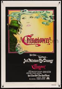 2z280 CHINATOWN linen 1sh '74 art of Jack Nicholson & Faye Dunaway by Jim Pearsall, Roman Polanski