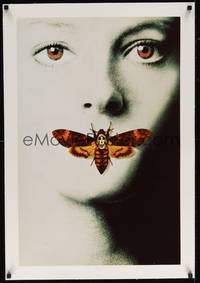 2z176 SILENCE OF THE LAMBS linen teaser English double crown '91 Jodie Foster with moth over mouth!