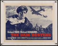 2z177 DAM BUSTERS linen English 1/2sh '55 art of pilot Michael Redgrave, Michael Anderson