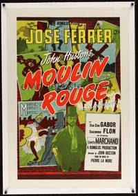 2z173 MOULIN ROUGE linen English 1sh R50s Jose Ferrer as Toulouse-Lautrec, completely different!