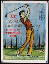 2z202 XXE TROPHEE LANCOM linen French 22x29 golf poster '89 cool sports art by Bernard Buffet!