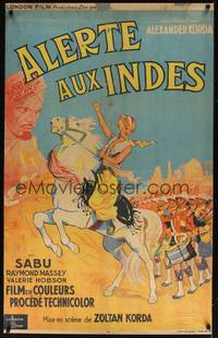 2z025 DRUMS linen French 29x45 '38 different art of Sabu & Raymond Massey in mystic India!