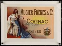 2z199 AUGIER FRERES & CO. COGNAC linen French advertising poster '10 brandy founded in 1643!