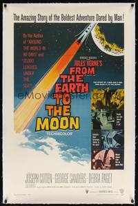 2z312 FROM THE EARTH TO THE MOON linen 1sh '58 Jules Verne's boldest adventure dared by man!