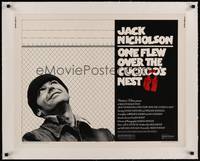 2z248 ONE FLEW OVER THE CUCKOO'S NEST linen 1/2sh '75 Nicholson, Milos Forman classic!