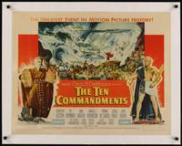 2z251 TEN COMMANDMENTS linen 1/2sh '56 art of Charlton Heston & Yul Brynner, Cecil B. DeMille