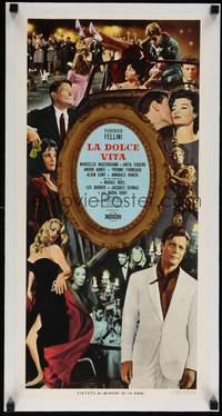 2z053 LA DOLCE VITA linen Italian locandina '60 Federico Fellini, Marcello Mastroianni, Anita Ekberg