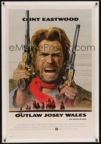 2z387 OUTLAW JOSEY WALES linen int'l 1sh '76 Clint Eastwood is an army of one, cool artwork!