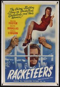 2z393 PEOPLE'S ENEMY linen 1sh R47 Preston Foster behind bars, sexy smoking bad girl, Racketeers!