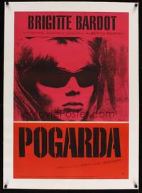 2z062 LE MEPRIS linen Polish 23x33 '66 Godard, different image of Brigitte Bardot in cool shades!