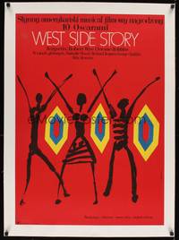 2z069 WEST SIDE STORY linen Polish 23x33 '73 Academy Award winning musical, great Stachurski art !