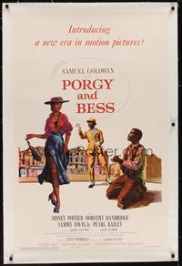 2z401 PORGY & BESS linen 1sh '59 art of Sidney Poitier, Dorothy Dandridge & Sammy Davis Jr.!