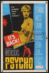 2z404 PSYCHO linen 1sh R65 sexy half-dressed Janet Leigh, Anthony Perkins, Alfred Hitchcock