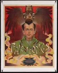 2z190 FAK-HONGS linen Spanish magic show poster '20s cool art of the magician over cauldron!