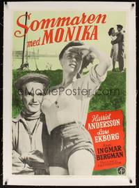 2z002 SUMMER WITH MONIKA linen Swedish '53 Ingmar Bergman, great image of Harriet Andersson!
