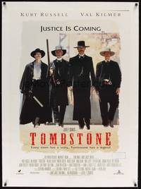 2z441 TOMBSTONE linen 1sh '93 Kurt Russell as Wyatt Earp, Val Kilmer as Doc Holliday