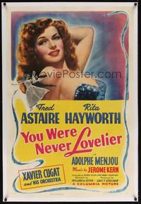 2z459 YOU WERE NEVER LOVELIER linen style B 1sh '42 fantastic close up of sexiest Rita Hayworth!