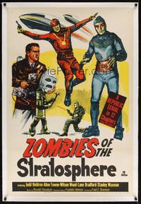 2z460 ZOMBIES OF THE STRATOSPHERE linen 1sh '52 great artwork image of aliens with guns!