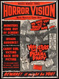 3a031 MONSTERS CRASH THE PAJAMA PARTY 2sh '65 the world's weirdest movie where monsters come alive!