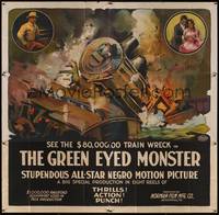 3a008 GREEN EYED MONSTER 6sh '19 stupendous all-star negro motion picture, stone litho train art!