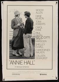 3a037 ANNIE HALL 1sh '77 full-length Woody Allen & Diane Keaton in a nervous romance!