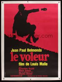 3a085 THIEF OF PARIS linen French 1p R70s directed by Louis Malle, cool silhouette art by Ferracci!