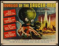 3a113 INVASION OF THE SAUCER MEN 1/2sh '57 classic Kallis art of cabbage head aliens & sexy girl!