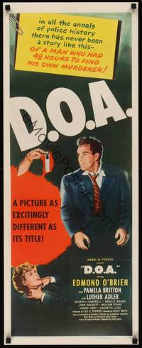 3a122 D.O.A. insert '50 art of Edmond O'Brien looking at luminous fluids, classic film noir!