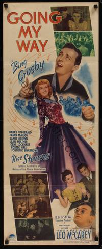 3a129 GOING MY WAY insert '44 Leo McCarey classic, different image of Bing Crosby & top stars!