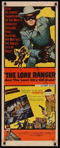 3a132 LONE RANGER & THE LOST CITY OF GOLD insert '58 masked Clayton Moore & Jay Silverheels!