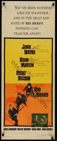 3a139 RIO BRAVO insert '59 John Wayne, Ricky Nelson, Dean Martin, Walter Brennan, Howard Hawks