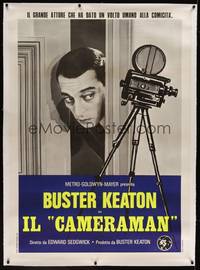 3a054 CAMERAMAN linen Italian 1p R70 great close up of Buster Keaton peeking through door!